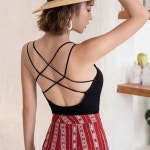 크로스 스트랩 여성 끈나시 캡내장 민소매 나시티