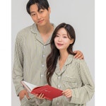 에이원 AONE SET 커플 피치기모 클래식 라인 카라 잠옷 439662