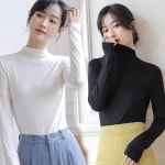 여자 반목 반폴라 봄 가을 겨울 부드러운 티셔츠