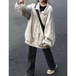 집업 하라주쿠 코트 여성 재킷 바람막이 오버사이즈 스포츠 아우터 스트리트웨어 apricot