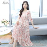 플라워 원피스 허리 여밈 롱스커트 뉴타임즈 A10 잔색 N195B315