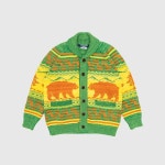 준야 와타나베 멀티 니트 자카드 가디건 WK N003 051 1 SS23 GREEN