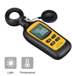 라이트 미터 디지털 조도계 휴대용 주변 온도 측정기 최대 20만 럭스 범위 미터 4자리 컬러 LCD 화면