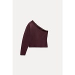 자라 자라 비대칭 볼 니트 스웨터 3920 014 AUBERGINE