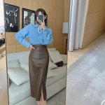 유수연 차예련 스커트 스타일 의상 옷 황금가면 60회 62회 치마 02 커피색 02 M