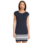 5849312 Lauren Ralph Two-tone Cap-sleeve Shift Sweater Dress