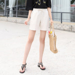 빼빼 여성용 통기성 밴딩 린넨 반바지 34