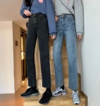 애니율 여성 봄 가을 데님 9부 일자 청바지 S G1302