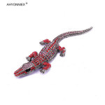 AHYONNIEX 1 PC Drip Resion Rhinestones 악어 합금 브로치 작은 동물 배지 레이디 의류 가방 장식