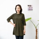 마미소 물방울 롱 7부 티셔츠 땡땡이 라운드 엄마옷 할머니옷 4060 마담 중년여성 옷 L T398-103