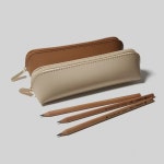 도매플랜 대학생 필통 가죽 느낌 연필 펜 케이스 선물 다용도 파우치