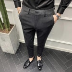 남자 정장 바지 슬림 탄성 비즈니스 캐주얼 바지 자수 바지 c22 다크 34