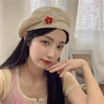 베레모 작은 꽃 장식 버블 모자 여성 여름 한국어 버전 귀여운