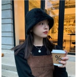 아지터 여성 토끼퍼 버킷햇 벙거지 모자