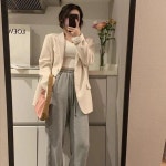 코트 스트레이트 여성복 캐주얼 정장 자켓 코트 여성아워 아웃도어 정장 코트녀 L