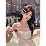 아칸 하프넥 레이스 조거 나시 원피스 여 여름 프렌치 디자인 느낌 스커트