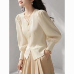 패션고리 여성 브이넥 캐주얼 벌룬 블라우스 H1035