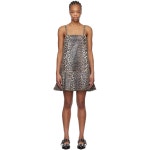GANNI 가니 레오파드 포일 프린트 데님 미니 드레스 J1661 TP839449982