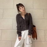 에이치 데일리 밍크심플가디건 진브라운