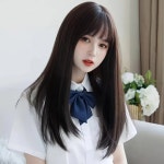 통가발 머리 생머리 긴머리 여성 가발 그린 COS 스트레이트 앞머리 화이트골드 롱헤어 다크브라운헤어 헤어핀