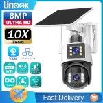 카메라 태양광 Linook V380 PRO 야외 CCTV 카메라 IP 감시 무선 와이파이 4K 8MP