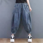와와맘 WAWAMOM 여성 통바지 배기바지 데님똥싼바지 여성 항아리바지 밴딩 바지 M 55kg EDB24