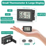 Vaikby 6팩 미니 디지털 온도계 습도계 실내 습도 모니터 화씨 F 온도 온실 정원 지하실 옷장 냉장고용 Includes Batteries for 6
