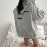 여자 루즈핏 포켓 로고 후드티셔츠 캐주얼 박스티셔츠