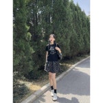 스윗쿠 캐릭터 곰돌이 정어깨 반팔 티셔츠 여 2024 핫픽스 여름 코디용 반팔티셔츠