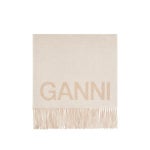 GANNI 가니 로고 프린지 울 머플러 5755-135 A3909