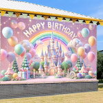 입학식 졸업식 포토존 현수막 레인보우 캐슬 생일 배너 다목적 폴리에스터 파티 배경 야외 축하