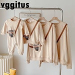 가족 매칭 의상 긴팔 만화 차 우유 맨투맨 엄마 아빠 아들 딸 롬퍼 부모 자녀 의류 H1317 229041