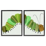 Stupell Industries Cute Cozy Caterpillar 2 pc Framed Floater Canvas Wall Art Set Design by J