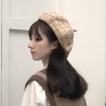 베레모 여성 가을 겨울 영국 화가 격자 무늬 모자 캐주얼 올 매치 H3534