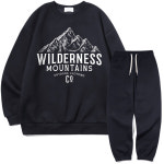 이지스튜디오 남성용 와일드니스 더블 맨투맨 팬츠 오버핏 트레이닝 세트 L