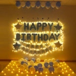 생일 축하 영문 이니셜 풍선 파티 장식 캔들 호텔 노래방 성인 알루미늄 필름 세팅 패키지