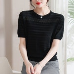 비앤에이치스타일 여름 여성 반팔티셔츠 시스루반팔 L
