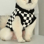 체크패턴 반려견 후드 티셔츠 100 면 민소매 실내외 그린