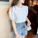 나솔사계 14기현숙 블루반팔티셔츠 퍼프소매 스타일 데일리룩 코디