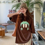 여름 재미 프린트 반팔 티셔츠 와일드 캐주얼 상의 여 M