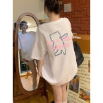 캐주얼 선물 여름 여름용 루즈 탑 외출 화이트- 전후도 M 110근 이내 적합 G1817