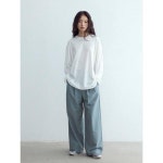 Hello2024 가을 캐주얼 가벼운 면 라운드 심플 솔리드 하프 티셔츠 상의 H7078