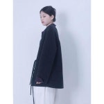 가을 겨울 샤오중원 혁신 차이나 울 코트 여 리버시블 숏 기모 보온 접시 단추 우아함