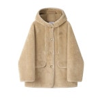 이끼당 별몽 드로스트링 램스울 후드코트 베이지카키 L