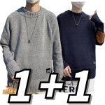 포에이치 남자 겨울 니트 포인트패치 라운드넥 루즈핏 긴팔 스웨터 1 1 100