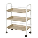 스텐 미용카트 뷰티 웨건 선반 3단 이동식 흰색 피부샵 철제 카