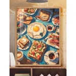 십자수 2024 핸드메이드 거실 식당 음식 소품 프린트 음식 DIY 벽돌 그림 큐빅 심플
