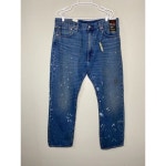 리바이스 리바이스 551 Z 어센틱 스트레이트 데님 Jeans 남성 36 x 32 페인트 스플래터 Big E 3818455