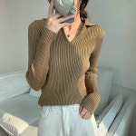 셀러허브 셀러허브 유니섹스카라 골지 4컬러 겨울 데일리 긴팔 니
