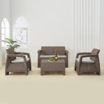 4인 블랑코 라탄소파세트 카페소파 야외 정원소파테이블 라운지소파 테라스소파